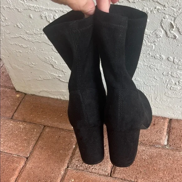 Wild Diva Suede Black Heeled Boots - Picture 5 of 6